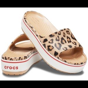 New Crocs Leopard platform sandals